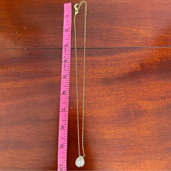 LUNA NORTE Druzy Quartz Necklace Gold tone Chain Minimalist - Picture 7 of 11